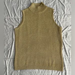 Vintage gold knit turtle neck tank top size small